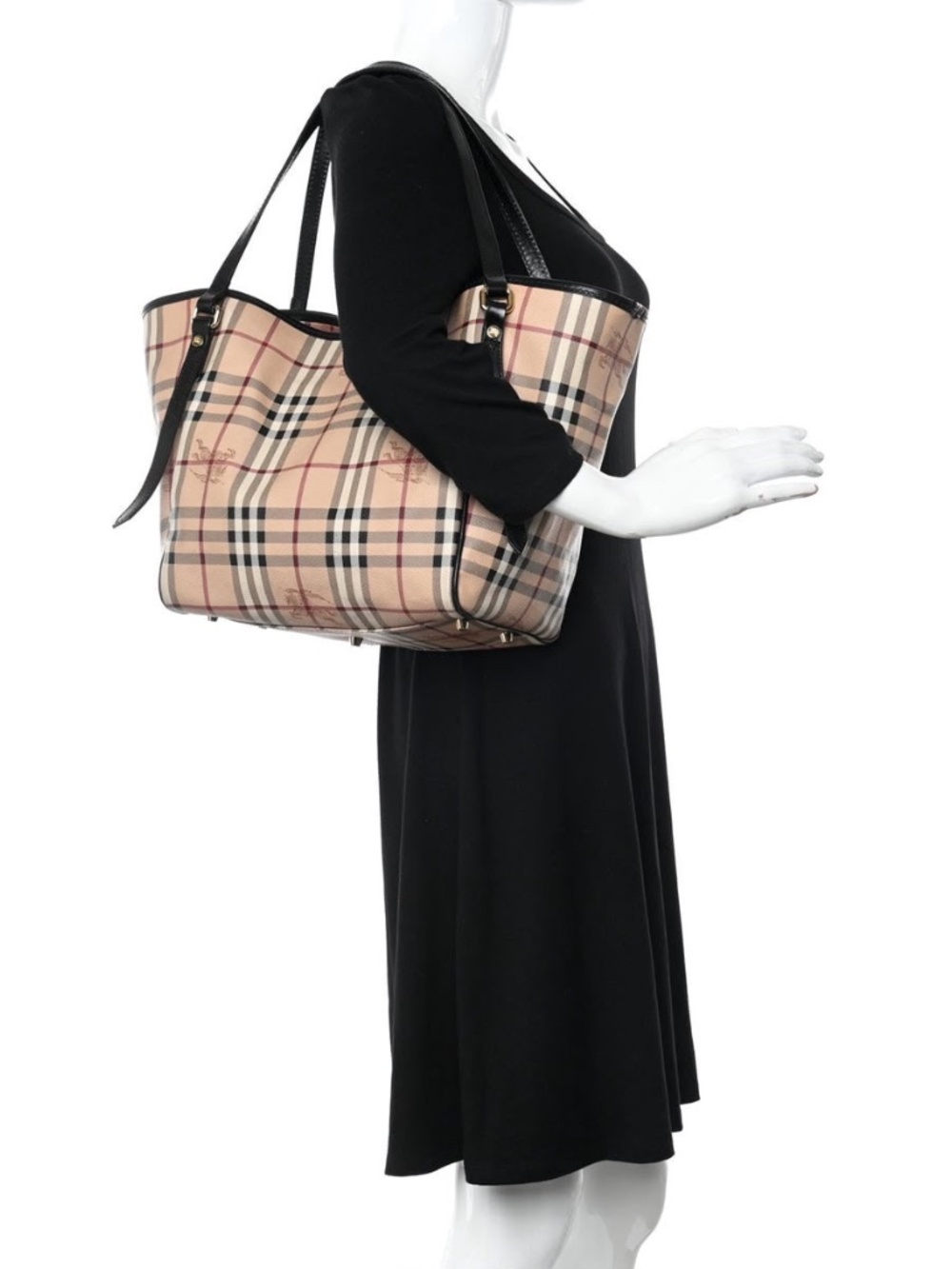 Authentic BURBERRY Haymarket Check Canterbury Tote Beige/Brown - Picture 10 of 10
